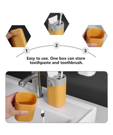 Portable Travel Toothbrush Set with Holder - Wall-Mounted Magnet Yellow | Toothpaste Cup & Outdoor Organizer - Buy Online on GoSupps.com