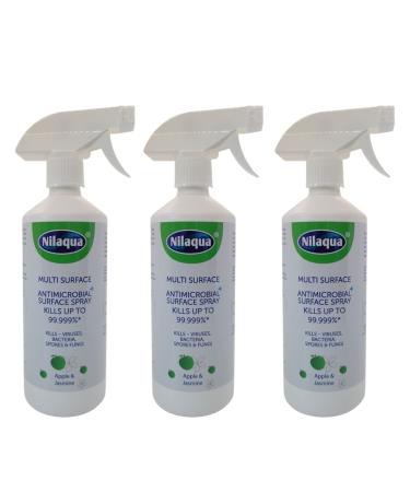 Nilaqua Surface Spray Apple and Jasmine Scented Multi-Purpose and Bleach Free Kind To Surfaces and Non-Tainting 500ml Trio Pack 500 ml (Pack of 3)