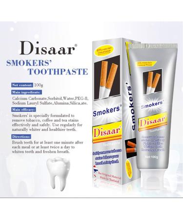 DISAAR BEAUTY Smokers Toothpaste Removes Tobacco Stains Fresh Minty Breath Strengthens Teeth Against Cavities 100g / 3.38fl.oz - Buy Online on GoSupps.com