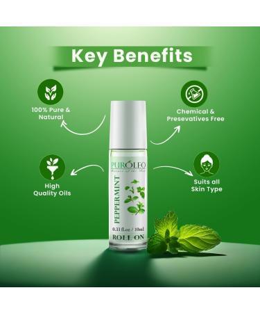 PUROLEO Peppermint Essential Roll On 0.33 fl oz/10 ml (Made In Canada) - Buy Online on GoSupps.com