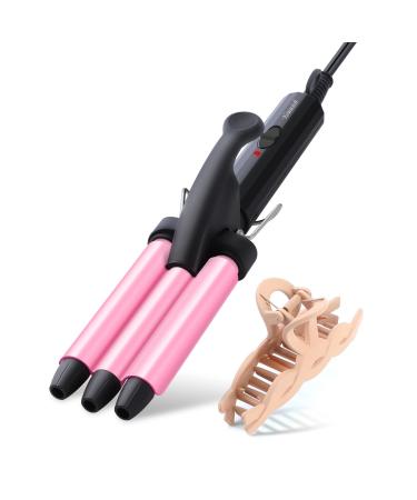Mini Three Barrel Curling Iron, Small Curling Wand 1/2 Inch for Home and Travel, Ceramic Tourmaline Add Shine to Waves, Youuish Dual Voltage Hair Crimper, Pink - Buy Online on GoSupps.com
