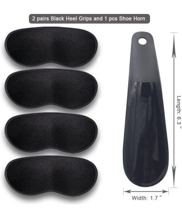 Dr.Foot Heel Grips - Self-Adhesive Heel Cushion Inserts for Men and Women | Prevent Heel Slipping, Rubbing, Blisters, and Foot Pain | Improve Shoe Fit - 2 pairs + Bonus Shoe Horn in Black - Buy Online on GoSupps.com