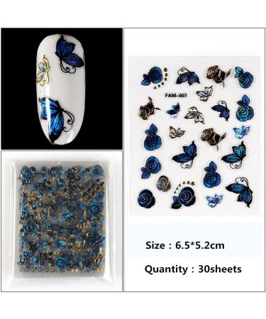 30 Sheets 3D Butterfly-shape Decals Colorful Self Adhesive Manicure Tips Flower Designs Nail Art Decor Nail Foil Stickers(1) - Buy Online on GoSupps.com
