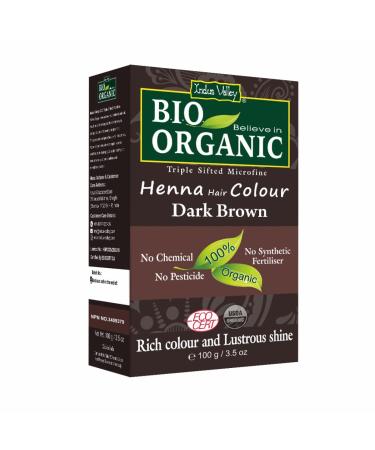 Indus Valley Bio Organic Natural Henna Hair Color - Gray Hair Coverage & Dark Brown Dye 100gm - Buy Online on GoSupps.com