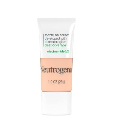 Neutrogena Clear Coverage Flawless Matte CC Cream, Full-Coverage Color Correcting Cream Face Makeup with Niacinamide (b3), Hypoallergenic, Oil Free & -Fragrance Free, Shell, 1 oz