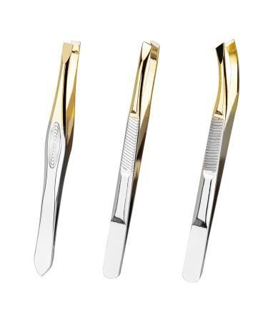 3Pcs Eyebrow Tweezers Set Professional Eyebrow Tweezers Lash Tweezers Stainless Steel Slant Tweezer Facial Hair Tweezers for Women Men - Buy Online on GoSupps.com