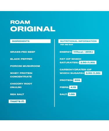 ROAM Natural Protein Bars Meal Replacement Nutrition Bars High Protein And Low Carb Ideal For Healthy Diet (Original 6 Count (Pack of 1)) Original 6 x 45g Bars - Buy Online on GoSupps.com