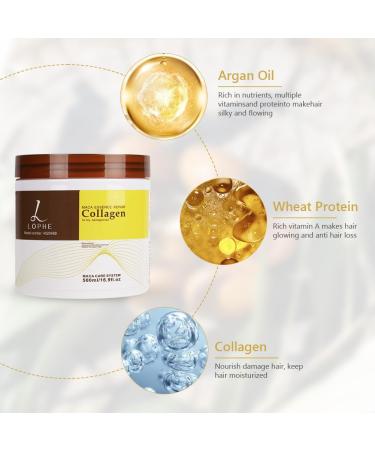 Collagen Hair Mask Repair Collagen Hair Mask Natural Argan Oil Hair Mask Power Hair Collagen Treatment Deep Conditioning Hair Root Repair for All Hair Type (500 ml 16.9fl.oz) - Buy Online on GoSupps.com