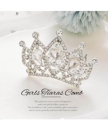 Kilshye Princess Tiara Comb | Small Crystal Girls Crown Hair Comb | Rhinestone Birthday Prom Tiaras Headband for Kids - A-silver - Buy Online on GoSupps.com