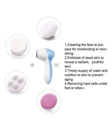 Buy MOSCHOW Face Cleansing Brush 4-in-1 Set - Waterproof Facial Brush with Exfoliating Heads - Blue - Buy Online on GoSupps.com