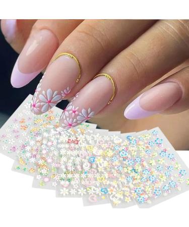 30 Colorful Flower Nail Art Stickers - Self Adhesive Decals for DIY Manicure Decorations - Floral Bow Tie, Daisy, Heart Designs - Nail Art Supplies for Women and Girls - Buy Online on GoSupps.com