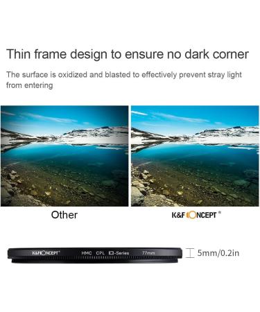 K&F Concept 77mm CPL Polarizer Filter for Camera Lens - Reduce Glare, Enhance Contrast - Ultra-Slim Design with Cleaning Cloth - Buy Online on GoSupps.com