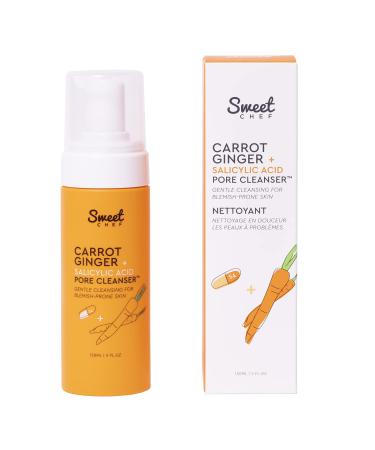 Sweet Chef Carrot Ginger + Salicylic Acid Pore Cleanser - Foaming Face Wash and Gentle Cleanser for Blemish Prone Skin - Brightening Ginger  Pore Minimizer Carrot and Exfoliating Face Wash (5 fl oz)