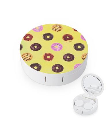 I Love Delicious Donuts Round Case For Contact Lens Kit Storage Box with Mirror Printed