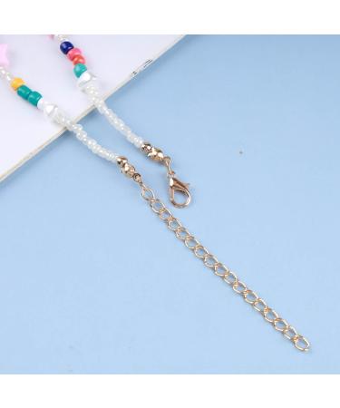 Colorful Vintage Seed Bead Choker Necklace | Pearl & Rainbow Star Heart Jewelry for Women - International Shipping Available - Buy Online on GoSupps.com