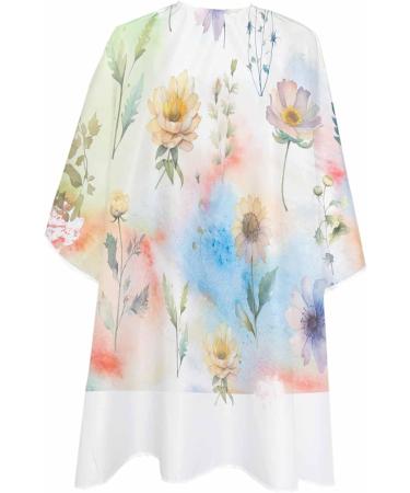 Dreamy Floral Barber Cape - Adjustable Hair Cutting Cape for Men Women & Kids | 55x63 Inch Abstract Watercolor Design - Buy Online on GoSupps.com