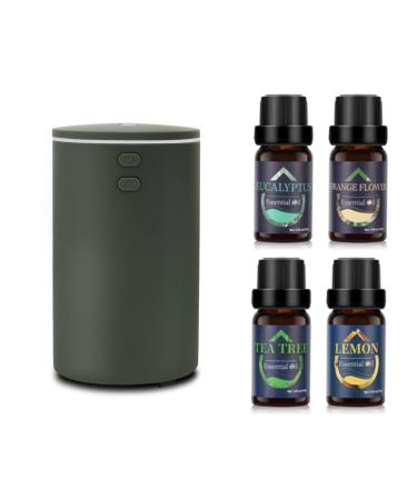 Aroma diffuser essential oils with 4 essential oils mini USB ultrasound humidifier 60ml cool manure humidifier with 7 colors LED automatic shutdown and super quiet gray+4