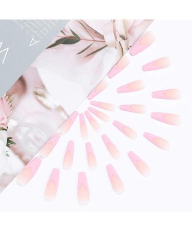 Brishow Coffin Artificial Nails - Pink Ballerina Acrylic Press-On Full Cover Nails (24pcs) for Women & Girls - Buy Online on GoSupps.com