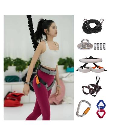 Aerial Yoga Stretch Rope Durable & Anti Breaking Bungee Fitness Set with Breathable Belt Bungee Resistant Band for Exercise Waist/Legs/HIPS/Arms(Limit 148.8-170.6 lbs)