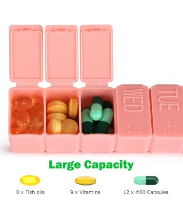 2-Pack Weekly Pill Organizer | 7-Day Travel Pill Box for Vitamins & Supplements | Pink & Beige Medicine Organizers - Buy Online on GoSupps.com