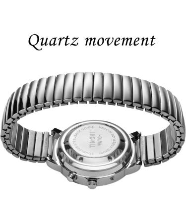 SHMIOU English Talking Watch for Visually Impaired, Elderly Men & Women - Expansion Band Quartz with Alarm, White Dial & Silver Frame - Buy Online on GoSupps.com
