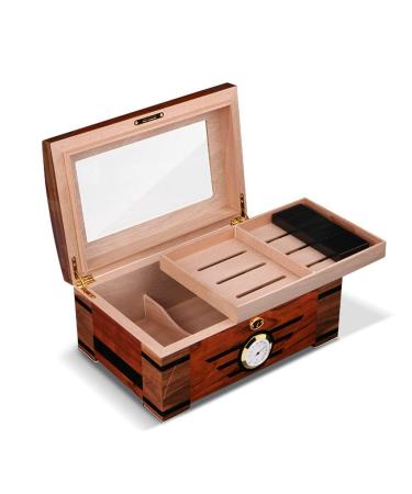 Cigar Double-Layer Cigar Aging and Maintenance Box Large Capacity Portable Solid Wood Sealed Moisturizing Cigar Box-can Hold 100