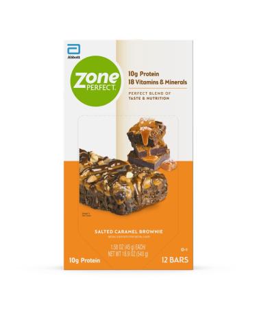ZonePerfect Protein Bars, 18 vitamins & minerals, 10g protein, Nutritious Snack Bar, Salted Caramel Brownie, 36 Count