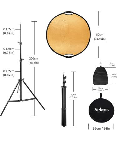 Selens 32in 5-in-1 Light Reflector Holder Stand Kit with Boom Arm - Studio Lighting Essentials - Buy Online on GoSupps.com