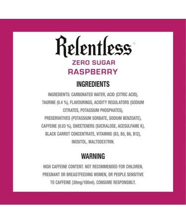 Relentless Raspberry Zero Energy Drink 4 x 500 ml - Buy Online on GoSupps.com