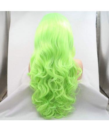 13x2.5 Fluorescent Green Lace Front Wig for Women - Naturally Wavy Heat-Resistant Synthetic Hair (Neon Green 66cm) - Buy Online on GoSupps.com