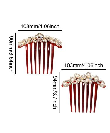 Honbay 2PCS Pearl Crystal Rhinestone Hair Side Combs - Floral Twist Hairpin Accessories for Women - Buy Online on GoSupps.com