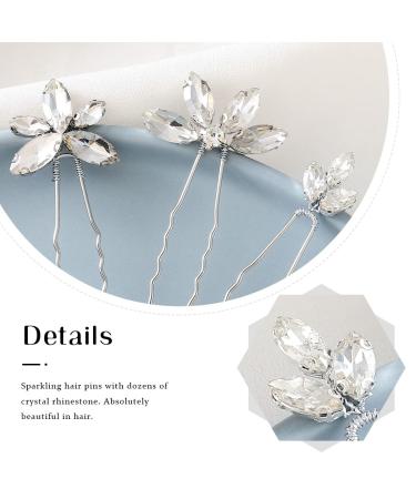 Jakawin Rhinestone Bride Wedding Hair Pins - Pack of 3 Silver Crystal Hair Accessories for Women and Girls | HP178 - Buy Online on GoSupps.com