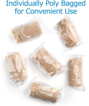 LotFancy Self Adhesive Bandage Wrap 6 Pack - 4 x 5 Yards Non Woven Cohesive Bandage Tape for Sprains - Tan Color - 4x180 Inch, Pack of 6 - Buy Online on GoSupps.com
