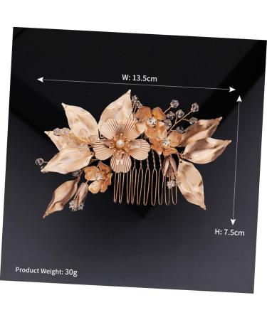 Housoutil Golden Flower Hair Comb Pearl Bead Hair Pins Bridal Hair Clip Bridal Hair Side Comb Hair Combs for Women Crystal Wedding Alloy Hair Comb Bride The Flowers Accessories - Buy Online on GoSupps.com