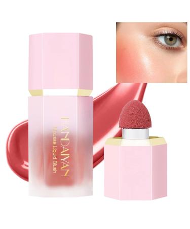 Liquid Blush Face Blusher Rouge Natural Smooth Blusher Pigment Long Lasting Creamy Soft Cheek Multi-purpose Stick Makeup With Cushion Cosmetics Liquid Facial Blush(Coral)