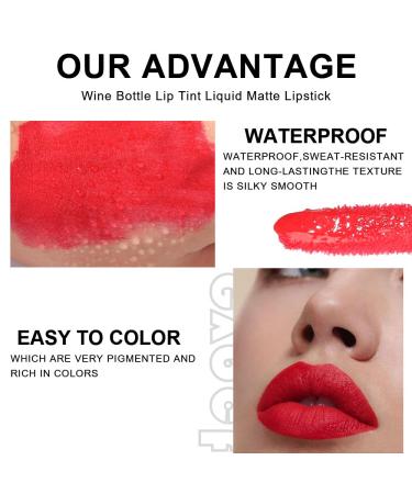 6Pcs Wine Bottle Lip Tint Stain Matte Liquid Lipstick Set for Women - Long Lasting 24 Hour Lipstick - Wine Bottle Red - Pack of 1 - Buy Online on GoSupps.com
