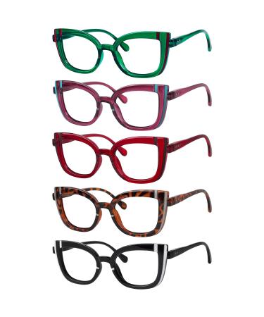 Eyekepper 5-pack Cat Eye Reading Glasses for Women Cute Reader +1.00 5 Pack Mix Color 1.0 x