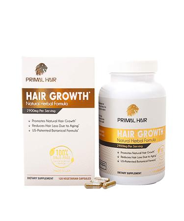 PRIMAL HAIR|Hair Growth & Hair Loss Treatment  Hair Thinning Supplement |Patented Formula Clinically Proven for Men & Women|Supports Natural Hair Growth & Reduces Hair Loss|30-Day Supply 120 Count (Pack of 1)