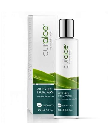 Curaloe Aloe Vera Facial Wash Women and Men Natural Cleanser | Skin Care | 60% Pure Organic Aloe Enriched | Acne Treatment | Opens Pores | Low Foaming | Removes Impurities