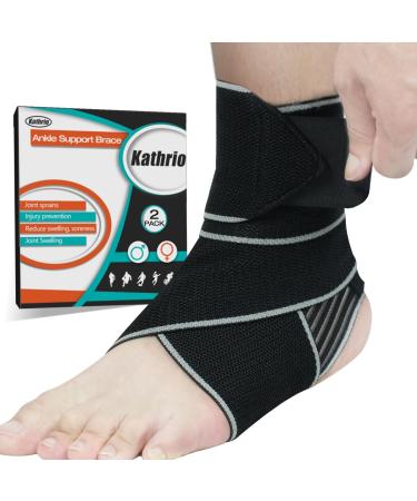 Ankle Brace for Men & Women (1 Pair) Adjustable Ankle Wraps Compression Sleeve Comfortable and Easy to Wear Relief for Tendonitis Sprains Running Foot Brace Sports Protection (Gray)