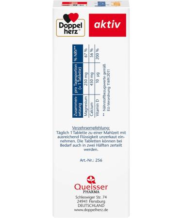 Double Heart Magnesium + Calcium + D3 - Supports Muscle Function & Bone Health - 40 Tablets (77.8g) | International Shipping Available - Buy Online on GoSupps.com