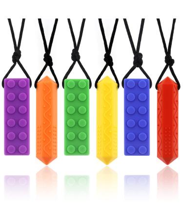 Sensory Chew Necklace by TUXEPOC 6 Pack Sensory Oral Motor Chew Tool for Over 3 Years Old with ADHD Autism SPD Oral Motor Stimulation Special Needs