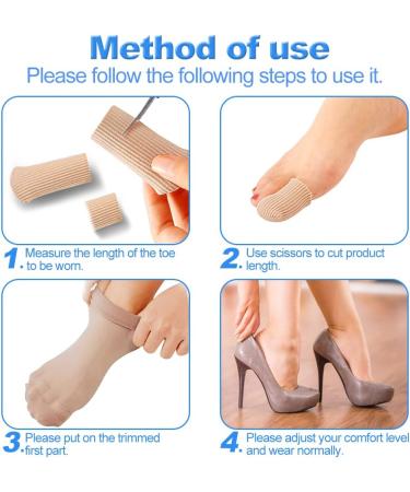 Toe Tubes Sleeves Protectors - Relief for Hammer Toes, Bunion, Corns, Calluses, and Blisters - Fabric Silicone Finger Protectors - Free Cut Design - 6pcs S Size - Buy Online on GoSupps.com