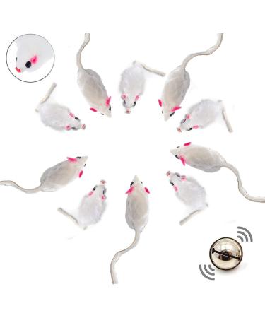 Elanox 10 Set Spielm us - Catnip-Infused Cat Toys with Bell No Plastic Parts (10 White Mice) - Eco-Friendly International Shipping - Buy Online on GoSupps.com