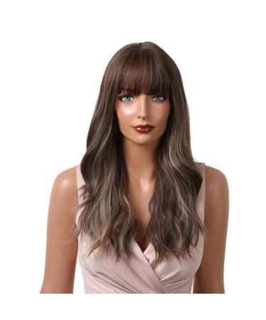 HAIRCUBE Long Brown Curly Wig for Women | Synthetic Hair Wig with Bangs - Shop Internationally - Buy Online on GoSupps.com
