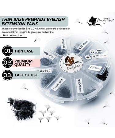 5D Premade Volume Lash Extension Kit - 500 Mixed Tray - Handmade Loose Fans - D-Curl 9-16mm - Perfect for Professional Eyelash Extensions - Buy Online on GoSupps.com