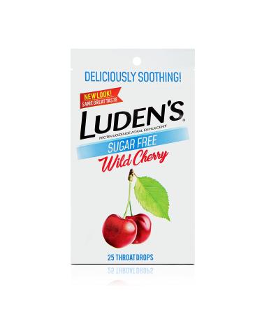 Luden's Deliciously Soothing Throat Drops | Sugar-Free | Wild Cherry Flavor | 25 Count | Pack of 3
