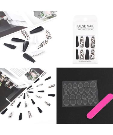 Sethain Matte Ballerina False Nails - Black Full Cover Coffin Press-On Nails for Women & Girls - Long-Lasting & Stylish - Buy Online on GoSupps.com