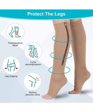 Haofy Compression Stockings for Men & Women | Zippered Thrombosis Socks | Class 2 Support for Varicose Veins & Calf Compression - Buy Online on GoSupps.com