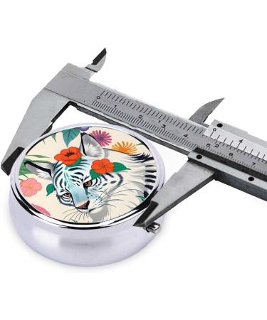 Cute White Tiger Round Pill Box - 3 Compartment Portable Organizer for Travel | Perfect for Purse & Pocket - Buy Online on GoSupps.com